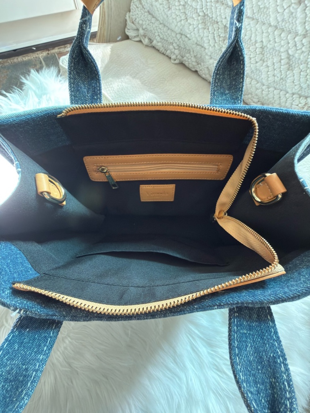 Denim Tote Bag in Dark Blue - Picture 7 of 8